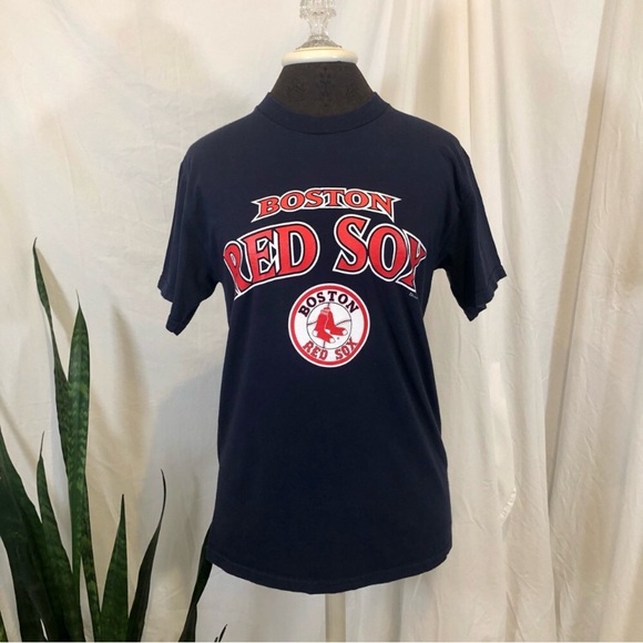 Vintage Y2K 2005 Boston Red Sox Navy Crewneck Logo T-Shirt Baseball MLB - Picture 2 of 11